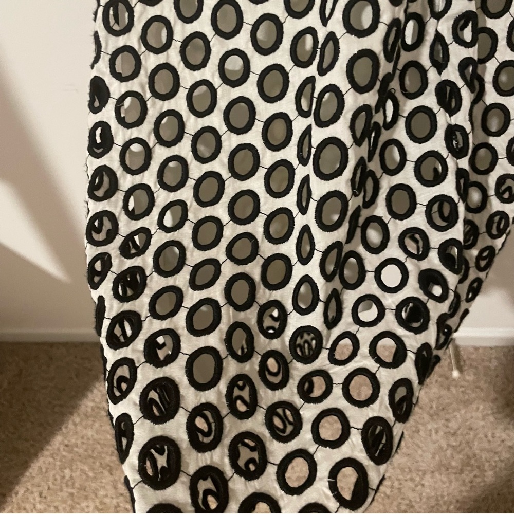 Women's Dress J Crew Black & White A line Punched-out Eyelet Dress Back… - Picture 5 of 8